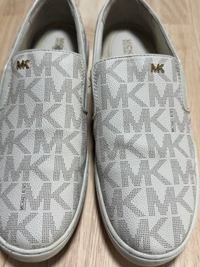 Michael Kors White MK Monogram Slip-On Loafers